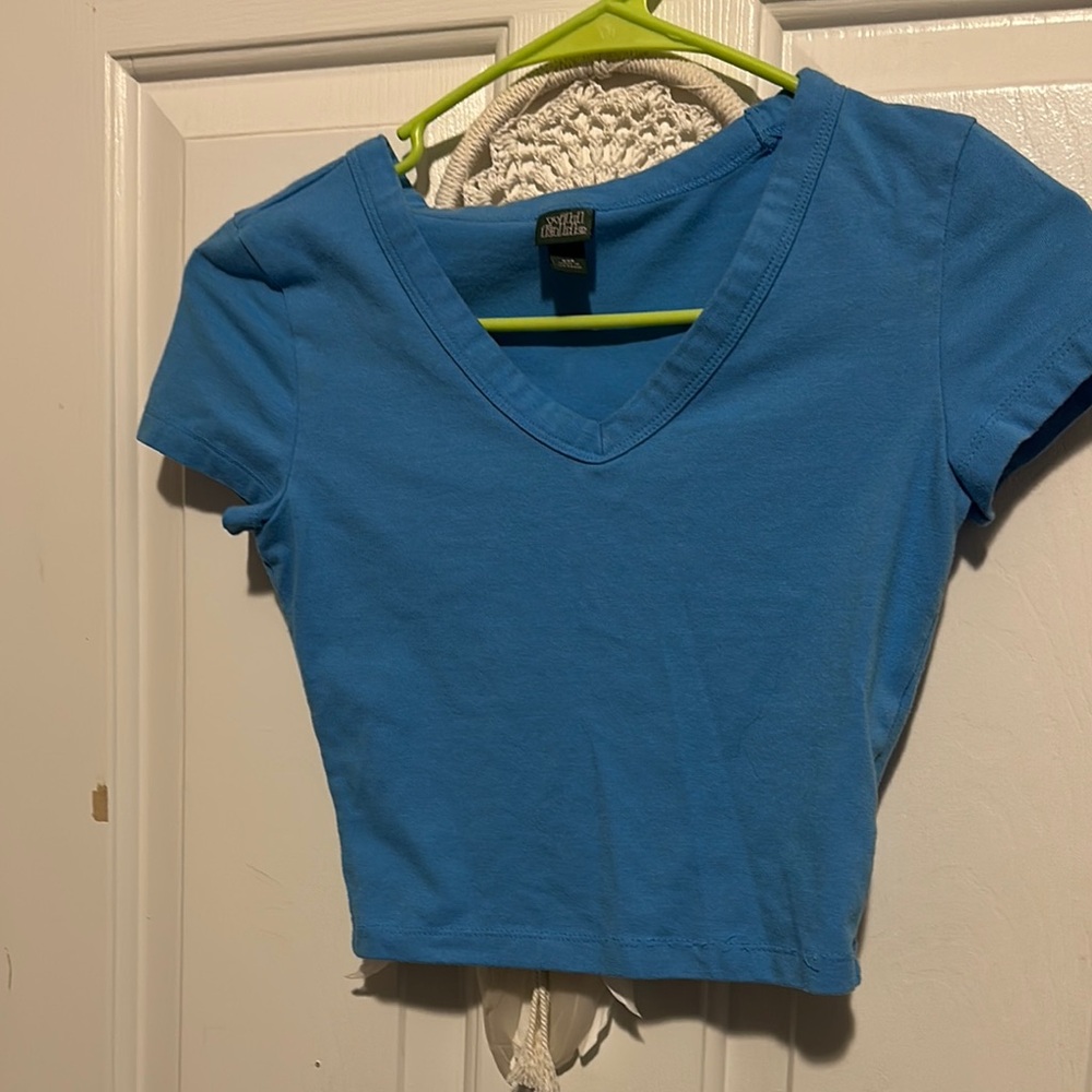 Blue V-Neck Crop Top